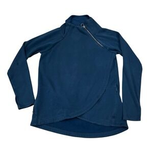 Athleta Cozy Karma Asym Pullover Sweatshirt Womens Small 1/4 Zip High Low Fleece